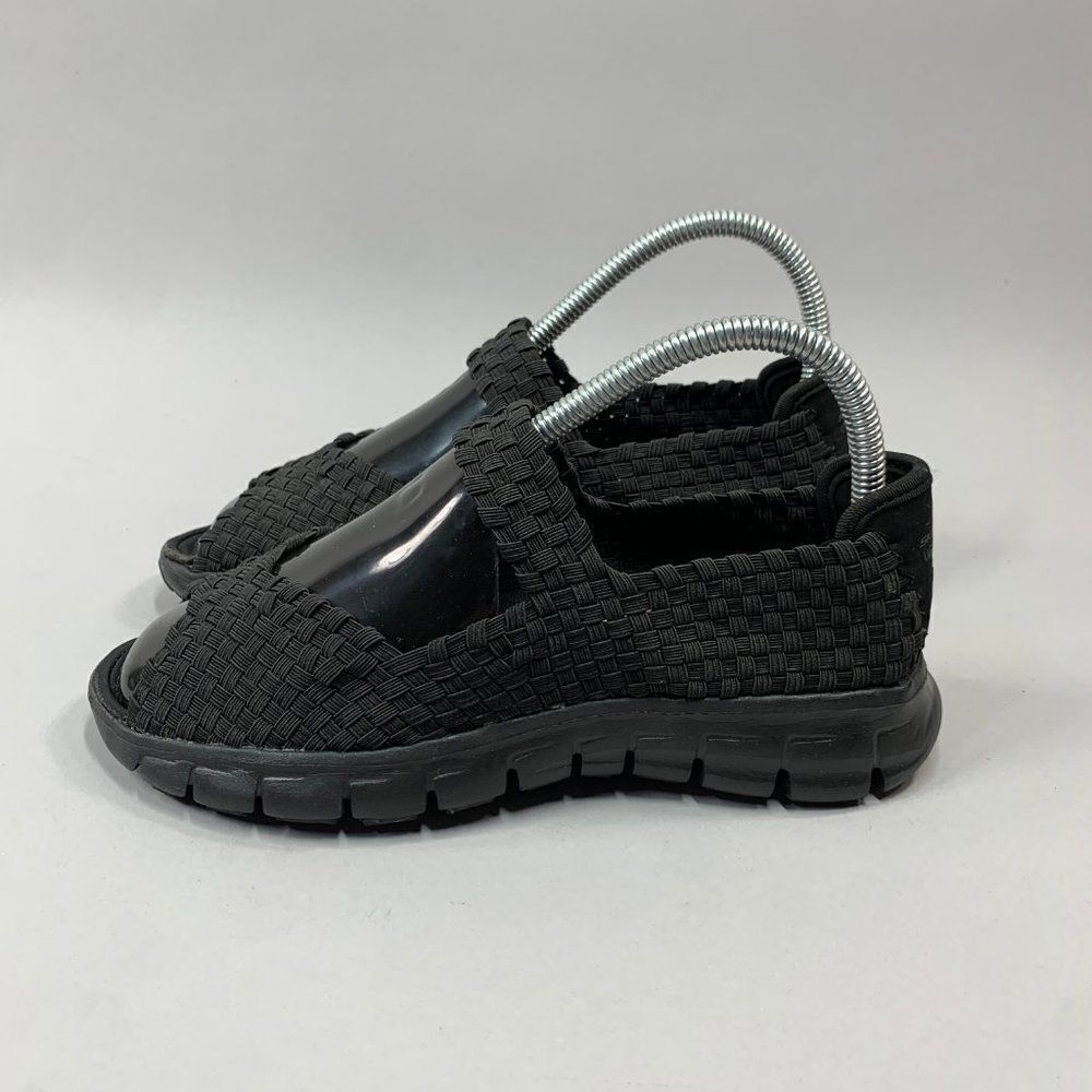 Skechers Open Toe Sandals Women's 6.5 Black Woven Slip On Peep Toe Shoes - Picture 4 of 11